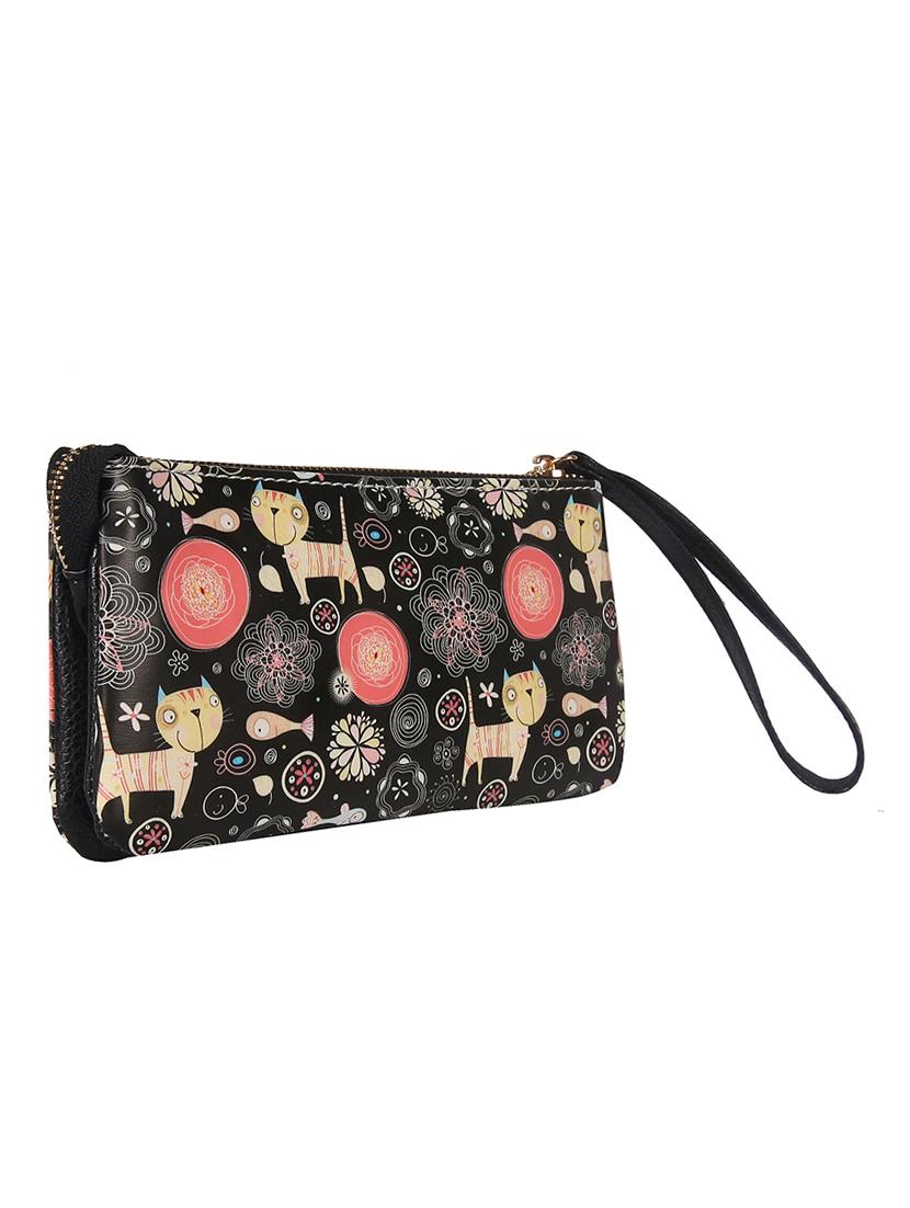 black leatherette regular clutch - 14790200 - Zoom Image - 4