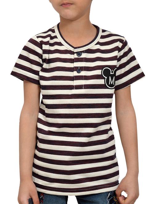 henley neck striped t-shirt - 14791326 - Standard Image - 1