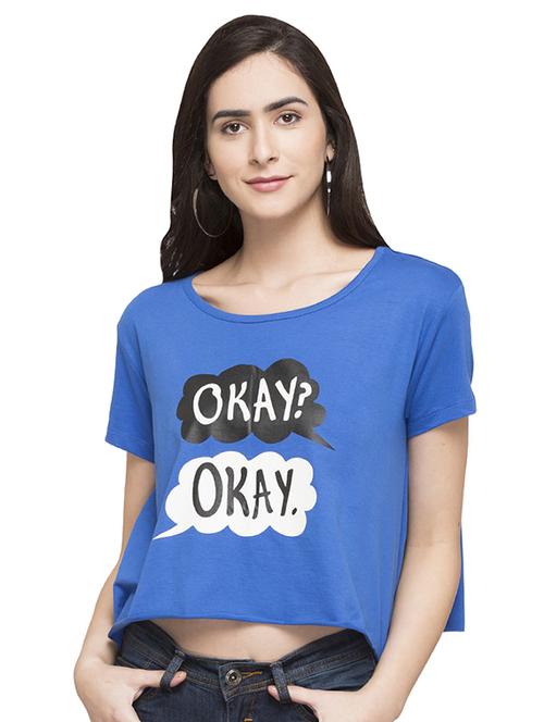 blue printed crop tee - 14791802 - Very Small Image - 1