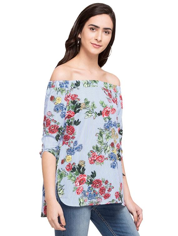 off shoulder floral top - 14791807 - Zoom Image - 2
