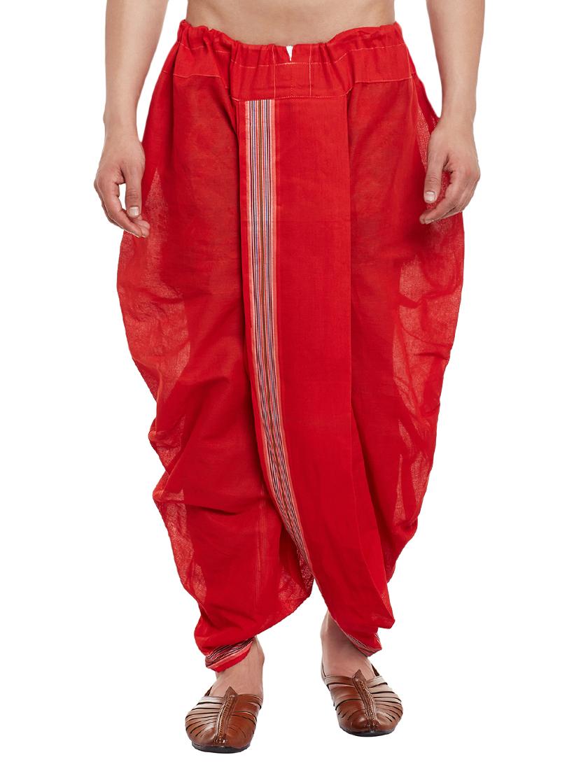 red cotton dhoti - 14794001 - Zoom Image - 1