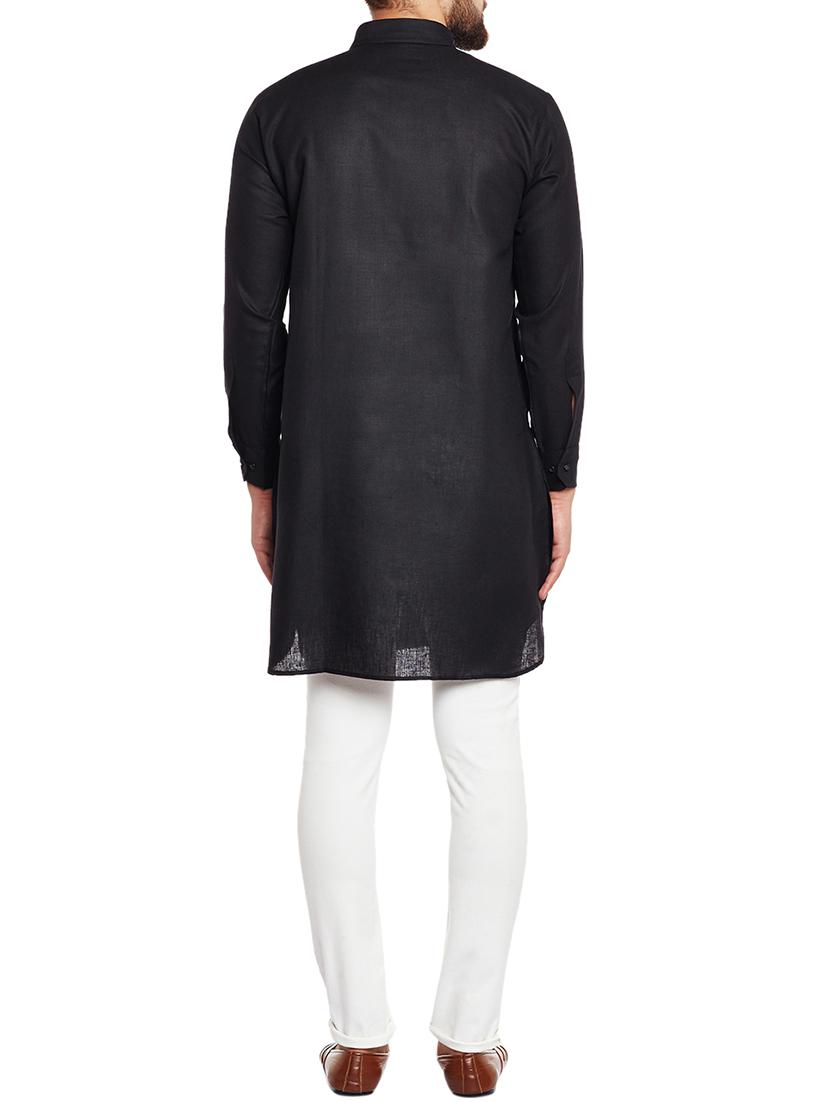black dupion long kurta - 14794276 - Zoom Image - 3