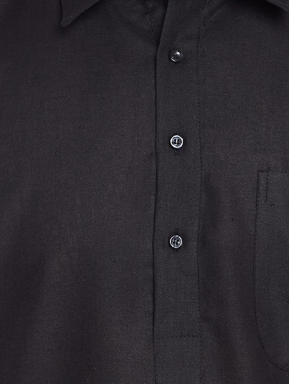 black dupion long kurta - 14794276 - Zoom Image - 4