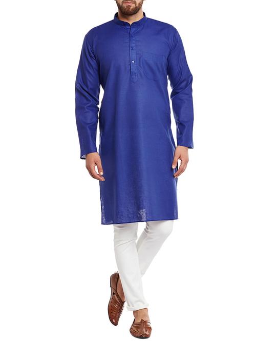 blue solid long kurta - 14794279 - Standard Image - 1