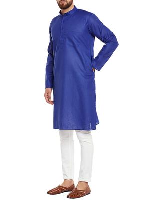 blue solid long kurta - 14794279 - Standard Image - 2