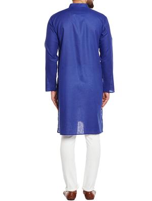 blue solid long kurta - 14794279 - Standard Image - 3
