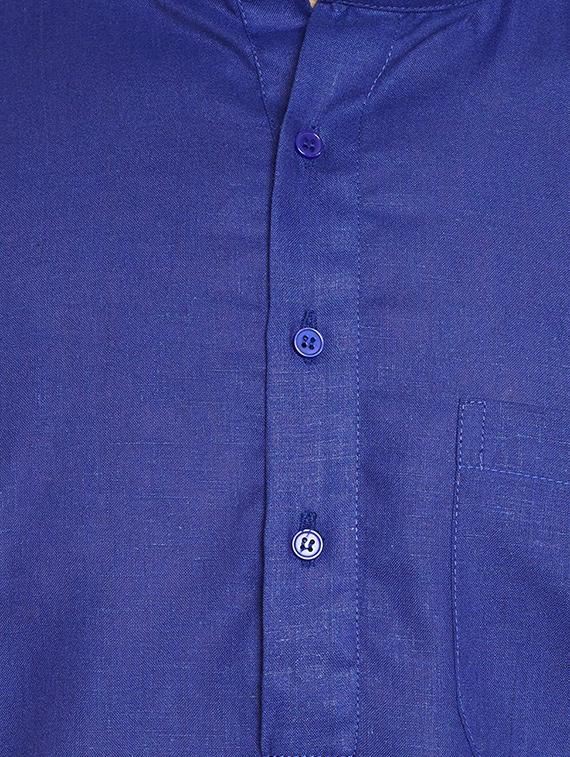 blue solid long kurta - 14794279 - Zoom Image - 4