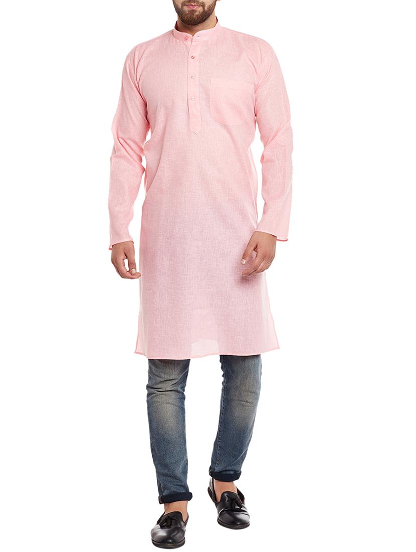 pink linen long kurta - 14794286 - Zoom Image - 1