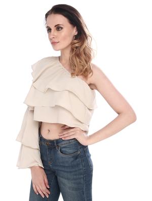 beige georgette layered top - 14794465 - Standard Image - 2