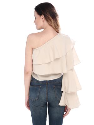 beige georgette layered top - 14794465 - Standard Image - 3