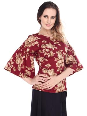 maroon poly crepe top - 14794471 - Standard Image - 2
