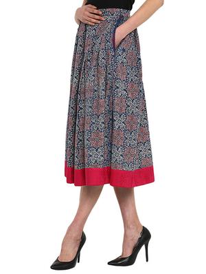 an indigo calf length box pleated skirt - 14794662 - Standard Image - 2
