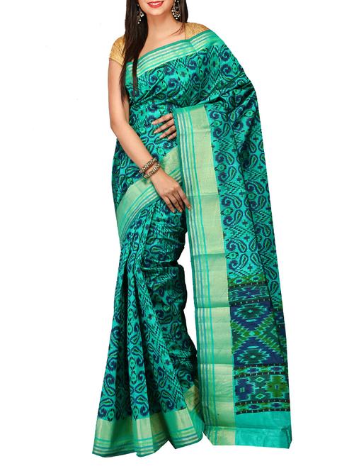 green woven saree with blouse - 14795231 - Very Small Image - 1