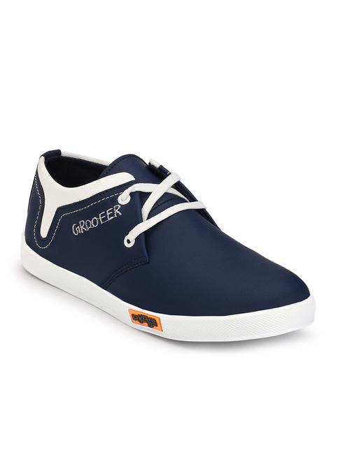 blue leatherette lace up sneaker - 14795417 - Standard Image - 1