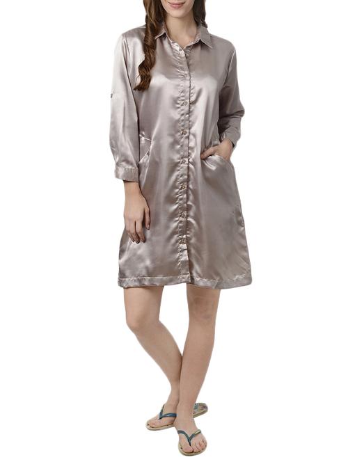 grey satin solid sleepshirts - 14796112 - Very Small Image - 1