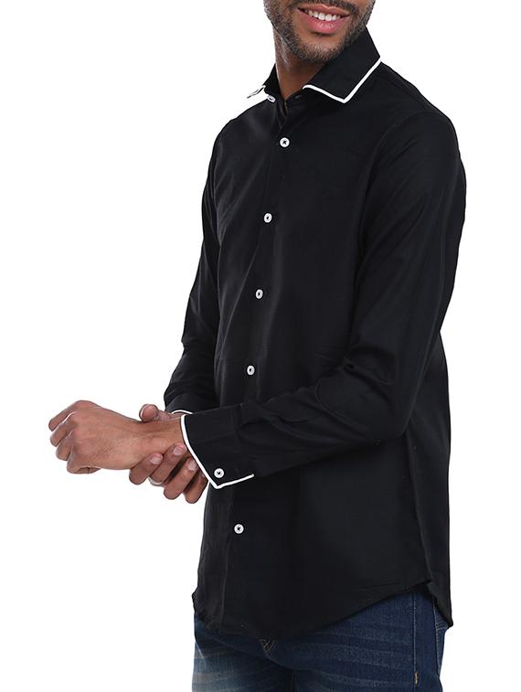 black cotton casual shirt - 14797732 - Zoom Image - 2