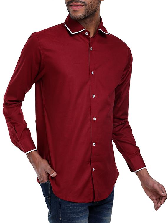 red cotton casual shirt - 14797733 - Zoom Image - 2