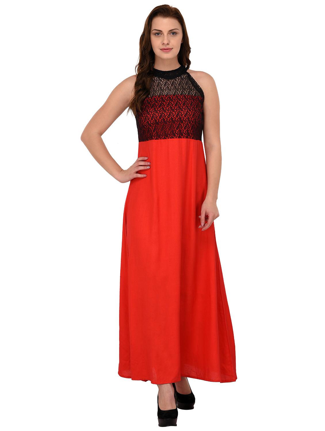 red rayon maxi dress - 14800071 - Zoom Image - 1