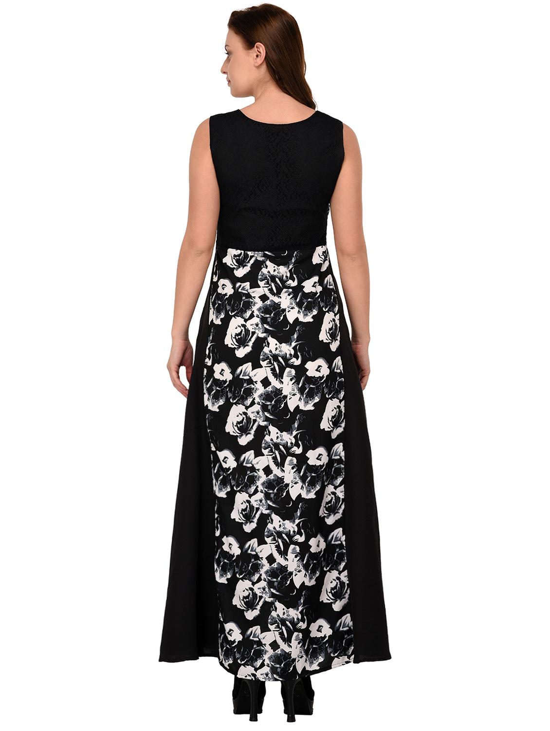 black poly crepe maxi dress - 14800077 - Zoom Image - 3