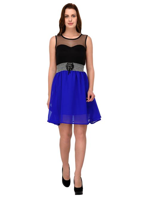 blue fit & flare dress - 14800079 - Standard Image - 1