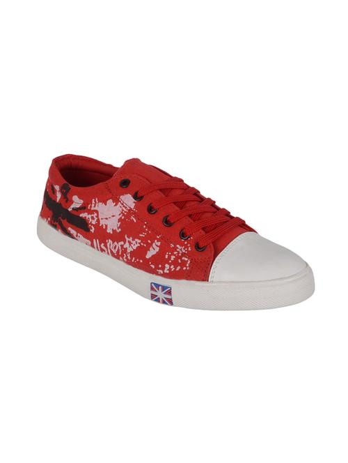 red Canvas lace up sneaker - 14800556 - Very Small Image - 1