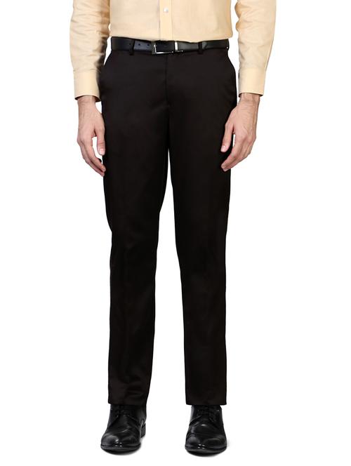 brown cotton blend flat front formal trouser - 14801694 - Standard Image - 1