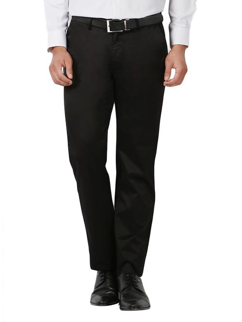 black cotton blend flat front formal trouser - 14801699 - Standard Image - 1