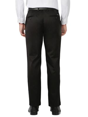black cotton blend flat front formal trouser - 14801699 - Standard Image - 2