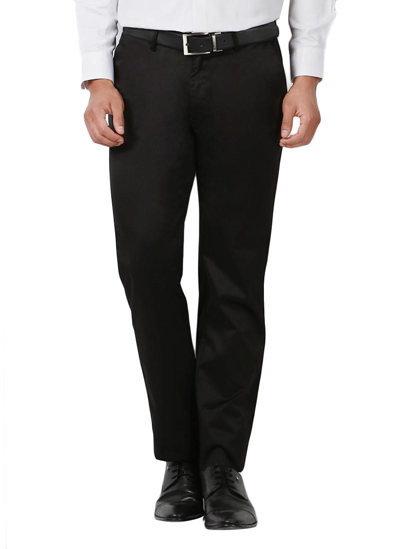 black cotton blend flat front formal trouser - 14801699 - Zoom Image - 1