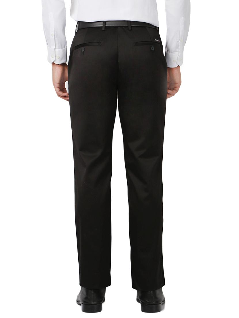 black cotton blend flat front formal trouser - 14801699 - Zoom Image - 2