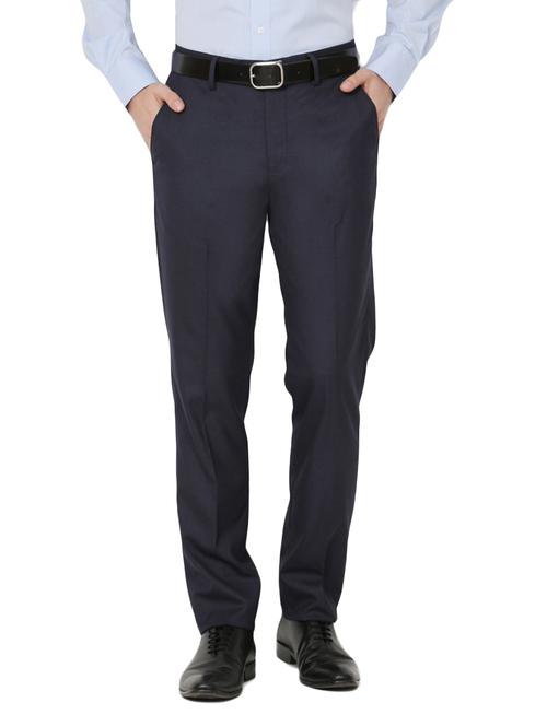 blue polyester blend flat front formal trouser - 14801705 - Standard Image - 1