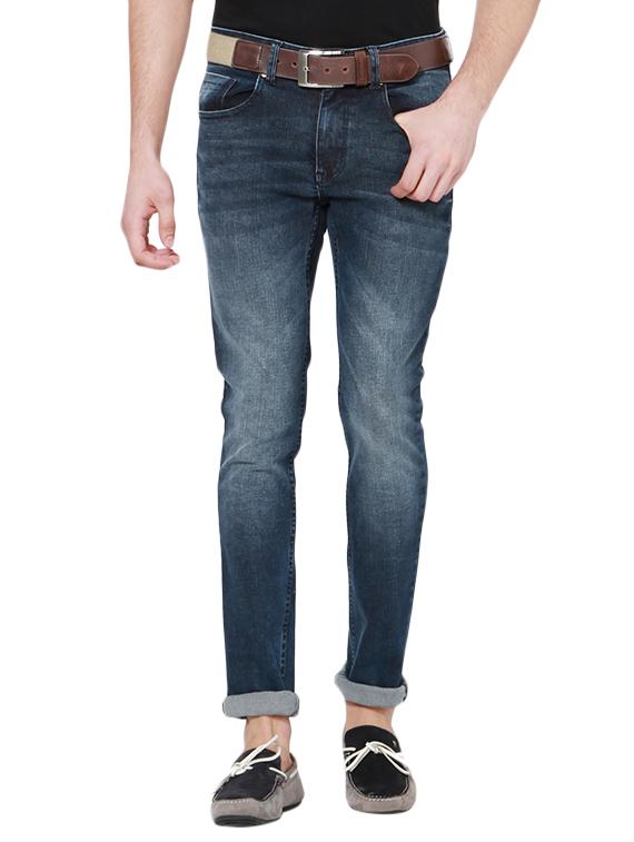 blue cotton blend washed jeans - 14801724 - Zoom Image - 1
