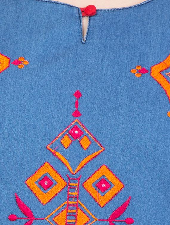 blue denim straight kurta - 14804928 - Zoom Image - 4