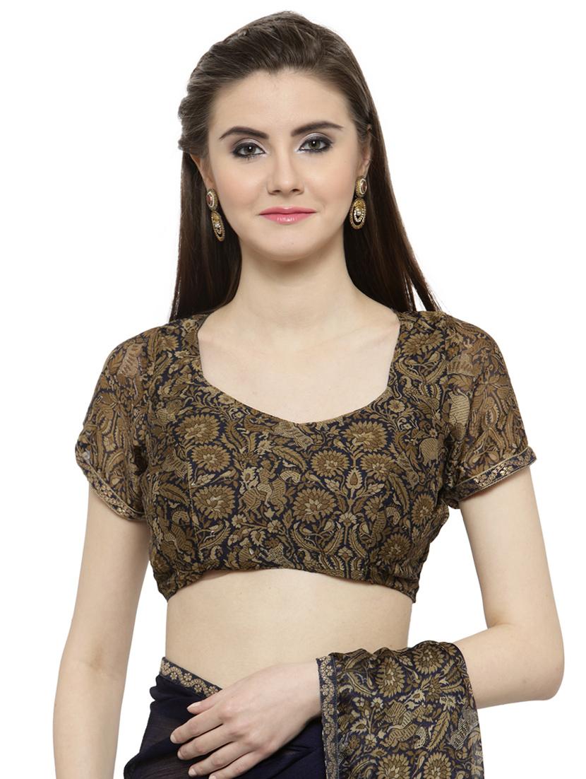 blue georgette printed saree with blouse - 14806950 - Zoom Image - 3