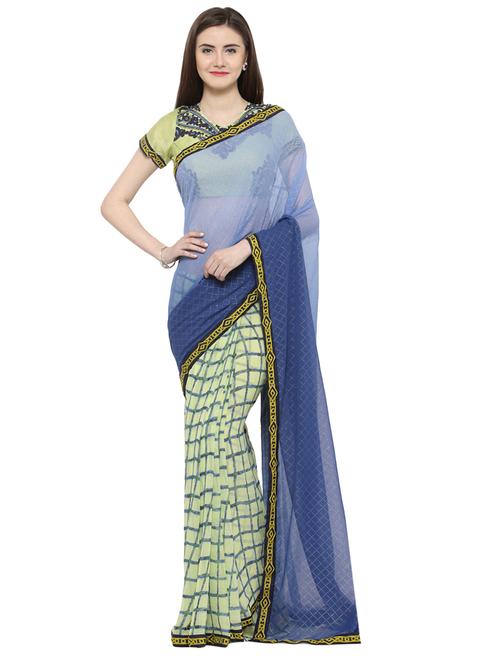checkered embellished saree with blouse - 14807125 - Standard Image - 1