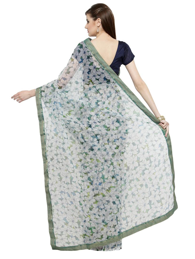 grey georgette printed saree with blouse - 14807139 - Zoom Image - 2