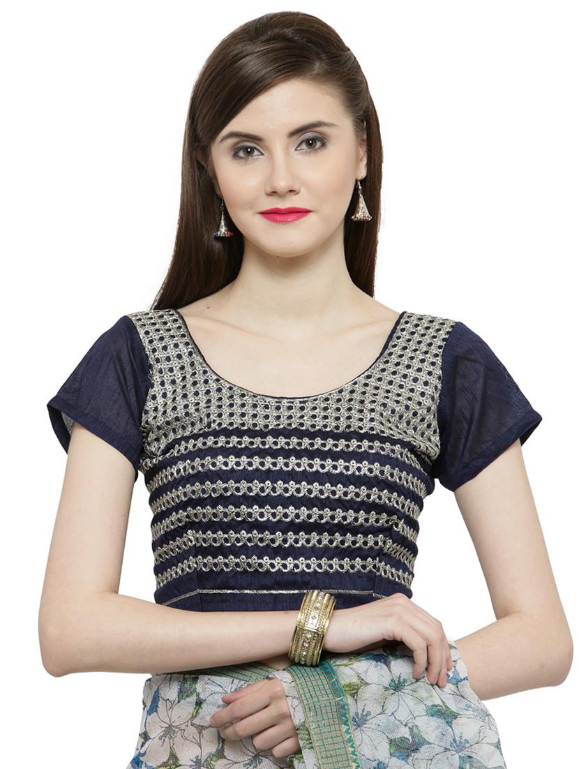 grey georgette printed saree with blouse - 14807139 - Zoom Image - 3