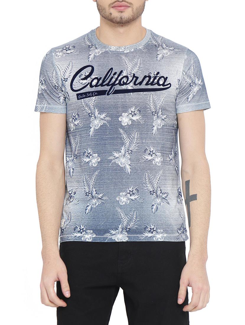 blue cotton all over print tshirt - 14808500 - Zoom Image - 1