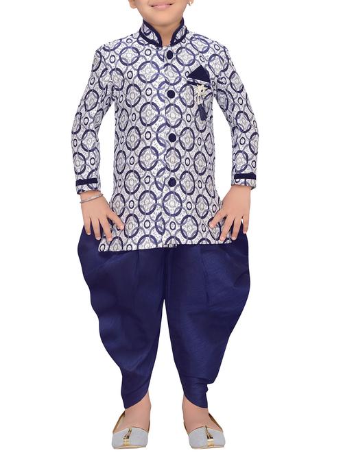 blue jute sherwani set - 14808686 - Standard Image - 1