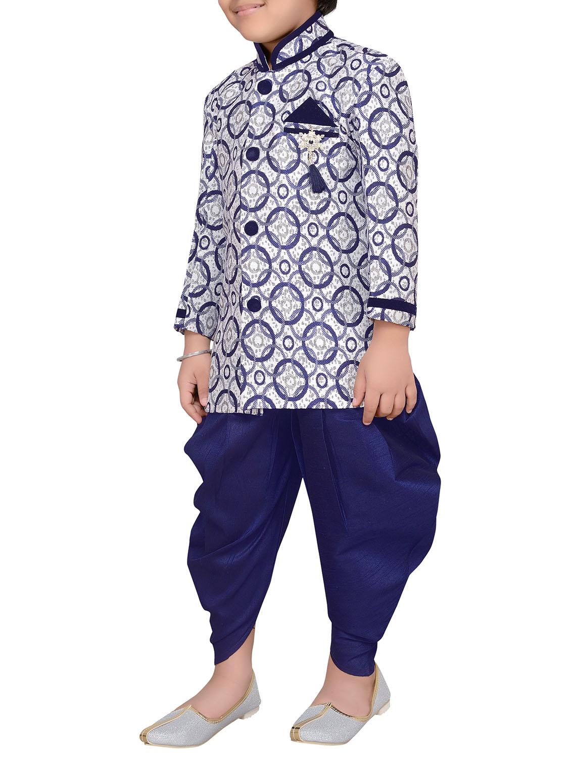 blue jute sherwani set - 14808686 - Zoom Image - 2