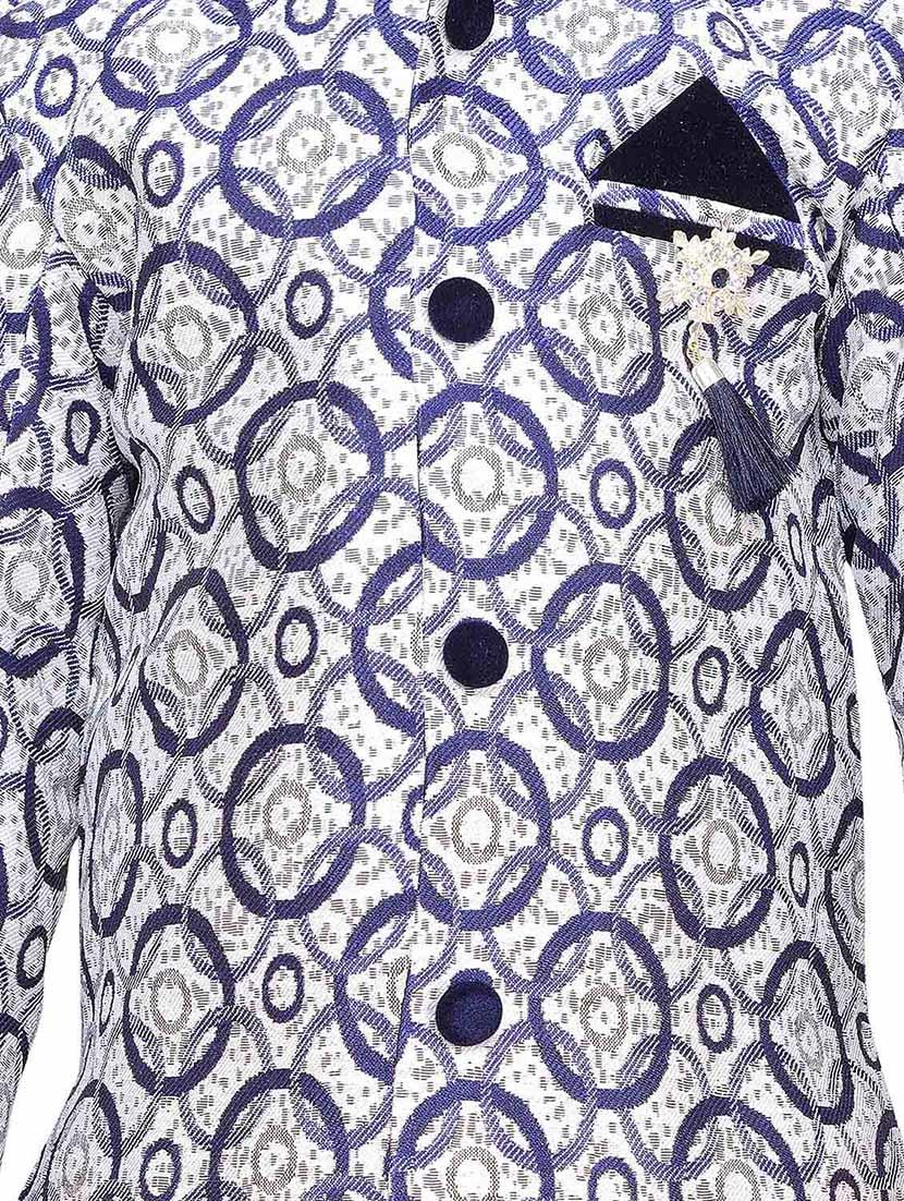 blue jute sherwani set - 14808686 - Zoom Image - 5