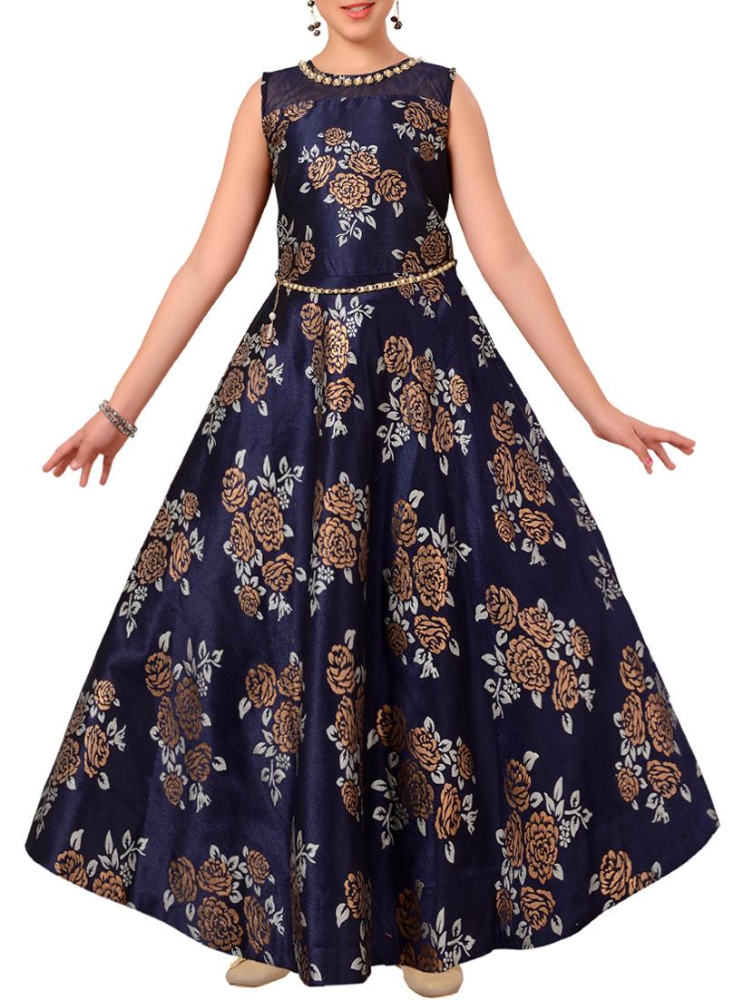 blue silk blend party gown - 14809941 - Zoom Image - 1