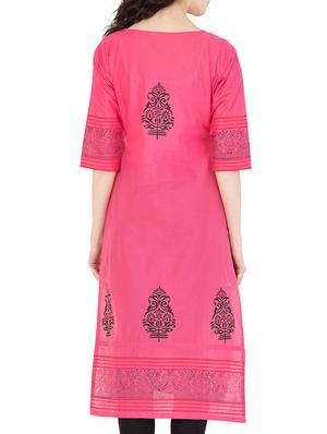pink cotton straight kurta - 14810937 - Standard Image - 2