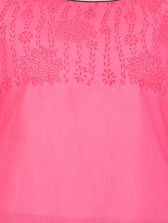 pink cotton straight kurta - 14810937 - Zoom Image - 3