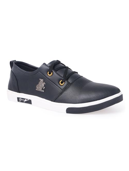 black leatherette lace up sneaker - 14811723 - Standard Image - 1