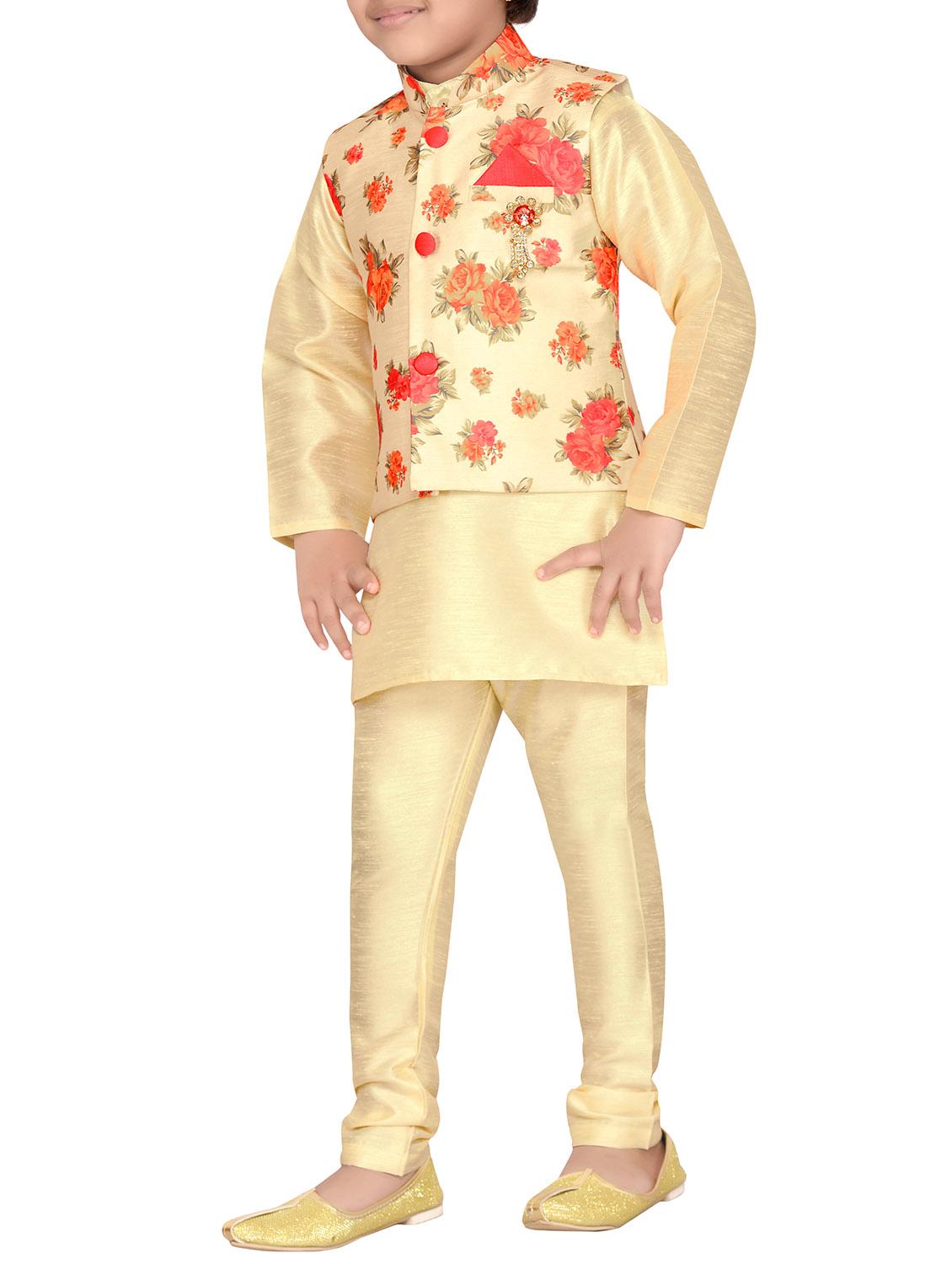 yellow silk kurta set - 14813680 - Zoom Image - 2
