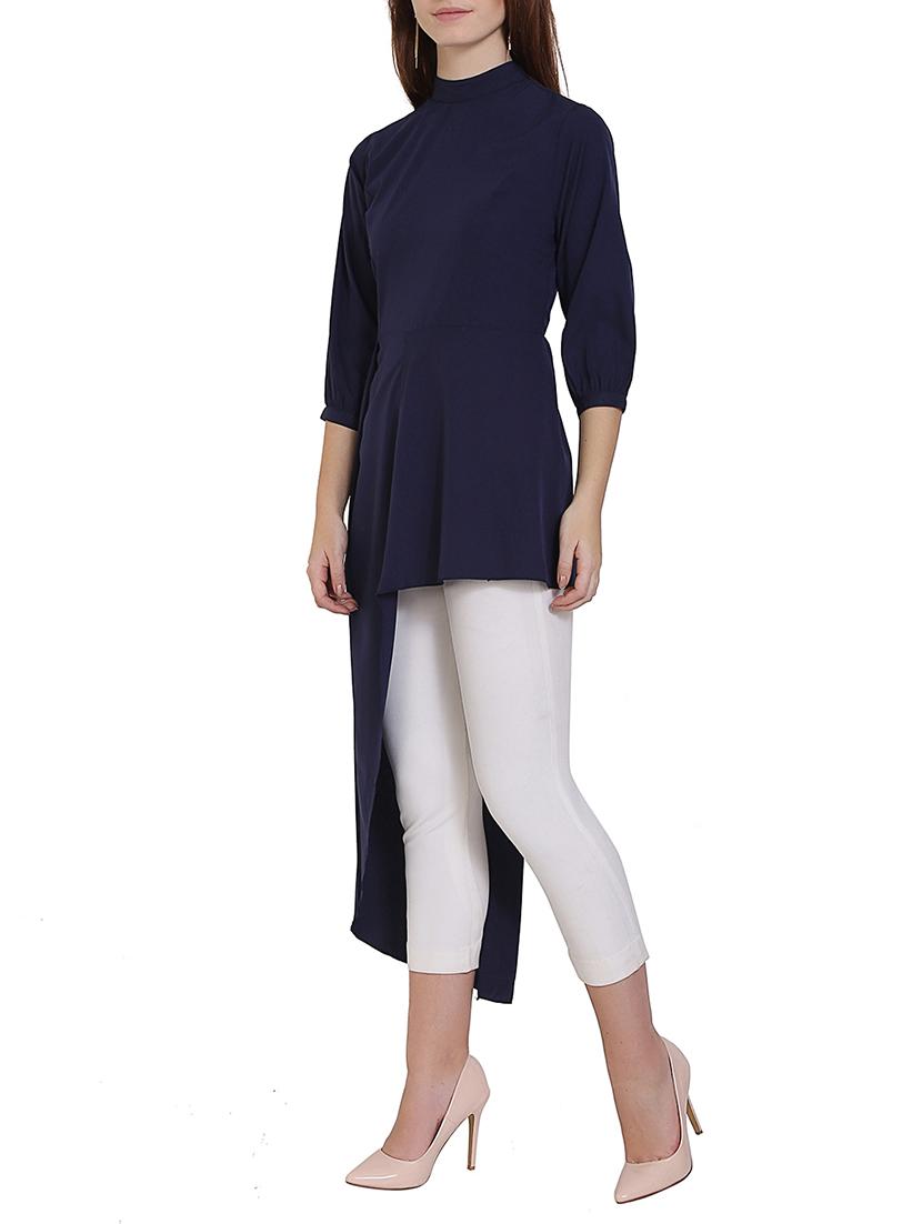 navy blue asymmetric tunic - 14815055 - Zoom Image - 2