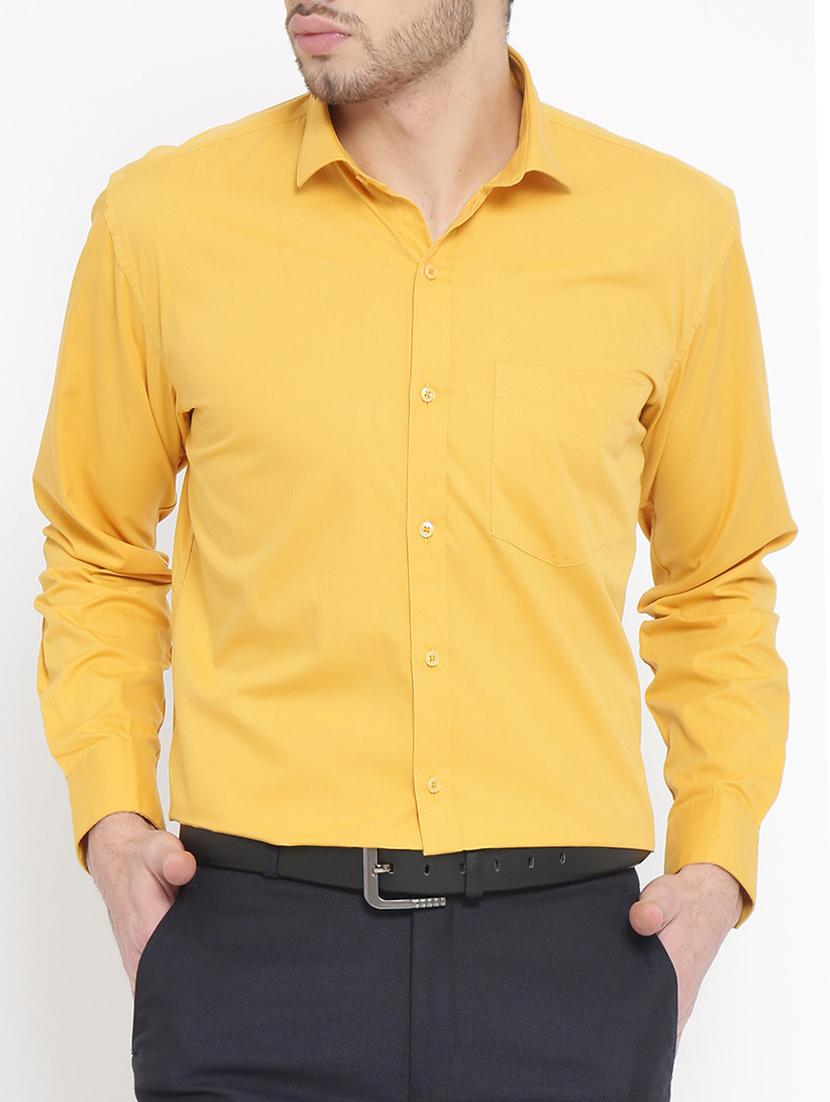 yellow cotton formal shirt - 14815599 - Zoom Image - 1