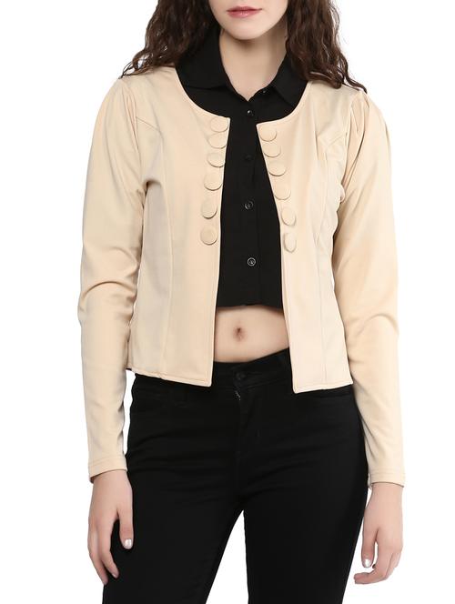 beige solid summer jacket - 14815864 - Standard Image - 1