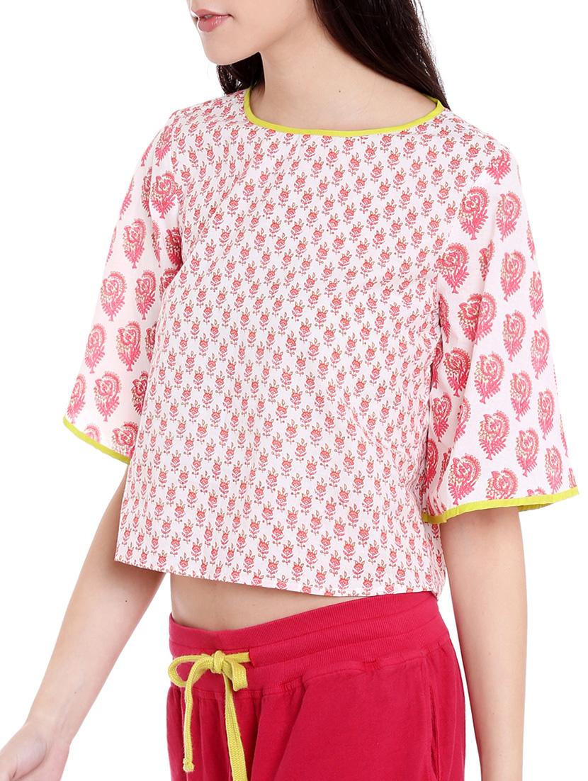 pink printed crop top - 14816230 - Zoom Image - 2